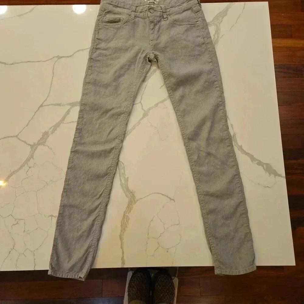 Isabel Marant Linen Cotton Preppy Straight Leg Pants Jeans Gray Womens Size 6